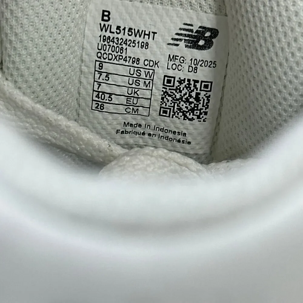 New Balance Women's 515 White Aluminum Grey Suede Sneakers 9